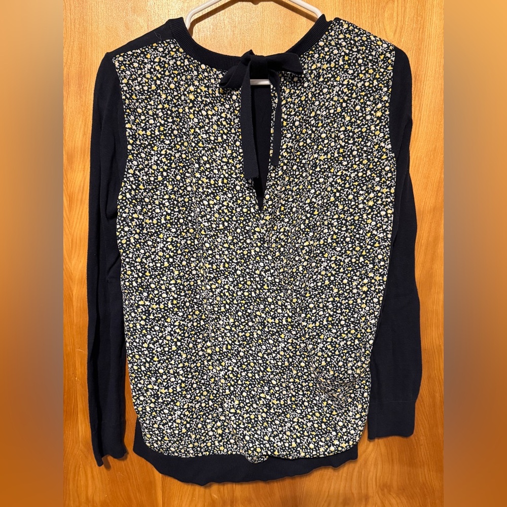LOFT Black and White Floral Top